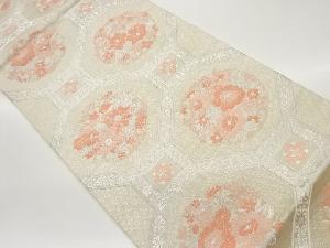 蜀江文に丸文・花々模様織出し袋帯